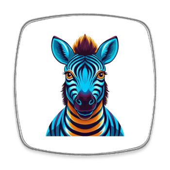 Zebra Colorful Kawaii Cartoon Character Clipart - Square fridge magnet - white - Front