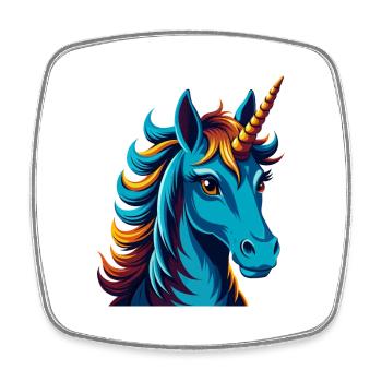 Einhorn Bunte Kawaii Cartoon Figur Clipart - Viereckiger Kühlschrankmagnet - Weiß - Vorne