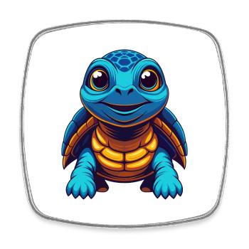 Turtle Colorful Kawaii Cartoon Character Clipart - Square fridge magnet - white - Front