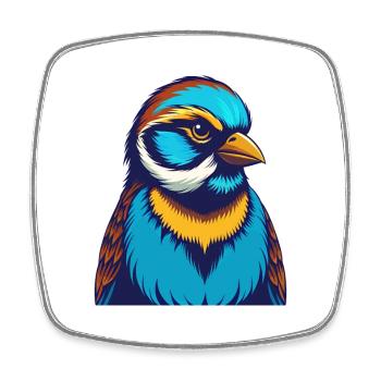 Spatz Bunte Kawaii Cartoon Figur Clipart - Viereckiger Kühlschrankmagnet - Weiß - Vorne