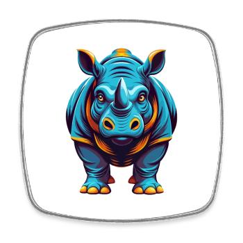 Rhino Colorful Kawaii Cartoon Character Clipart - Square fridge magnet - white - Front