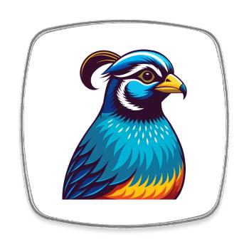 Quail Colorful Kawaii Cartoon Character Clipart - Square fridge magnet - white - Front