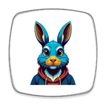 Lapin coloré Kawaii Dessin animé Personnage Clipart - Magnet carré - blanc - Devant