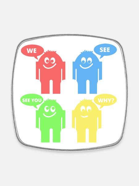 Funny Men - Square fridge magnet - white