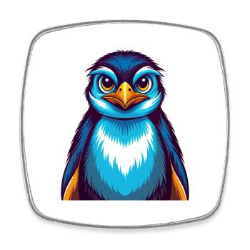 Pinguin Bunte Kawaii Cartoon Figur Clipart - Viereckiger Kühlschrankmagnet - Weiß - Vorne