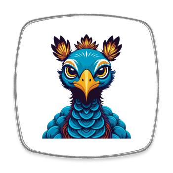 Peacock Colorful Kawaii Cartoon Character Clipart - Square fridge magnet - white - Front
