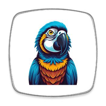 Parrot Colorful Kawaii Cartoon Character Clipart - Square fridge magnet - white - Front