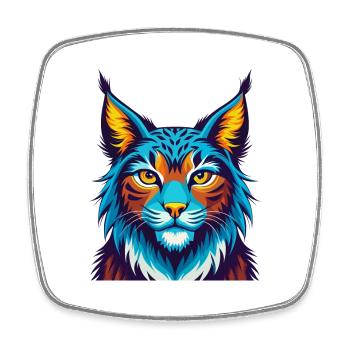 Luchs Bunte Kawaii Cartoon Figur Clipart - Viereckiger Kühlschrankmagnet - Weiß - Vorne