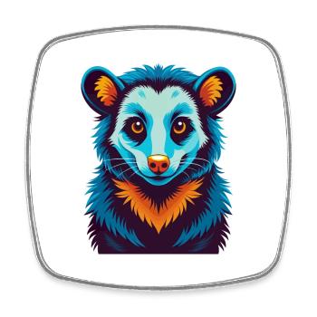 Opossum coloré Kawaii Dessin animé Personnage Clipart - Magnet carré - blanc - Devant