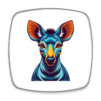 Okapi Colorful Kawaii Cartoon Character Clipart - Square fridge magnet - white - Front
