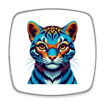 Ocelot Bunte Kawaii Cartoon Figur Clipart - Viereckiger Kühlschrankmagnet - Weiß - Vorne