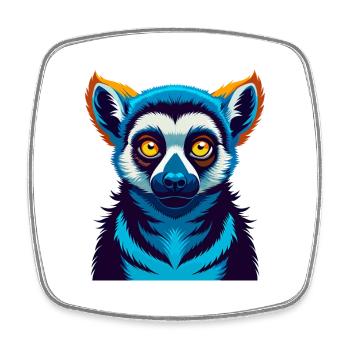 Lemur Colorful Kawaii Cartoon Character Clipart - Square fridge magnet - white - Front