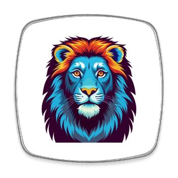 Lion coloré Kawaii Dessin animé Personnage Clipart - Magnet carré - blanc - Devant
