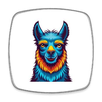 Llama Colorful Kawaii Cartoon Character Clipart - Square fridge magnet - white - Front