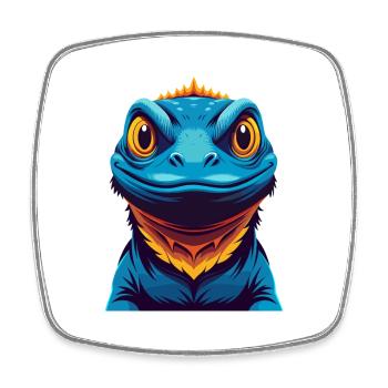 Lizard Colorful Kawaii Cartoon Character Clipart - Square fridge magnet - white - Front
