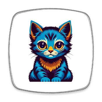 Kitten Colorful Kawaii Cartoon Character Clipart - Square fridge magnet - white - Front