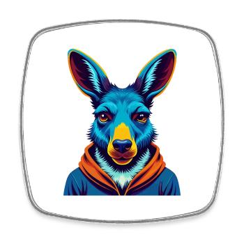 Kangaroo Colorful Kawaii Cartoon Character Clipart - Square fridge magnet - white - Front