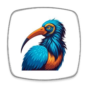 Ibis Colorful Kawaii Cartoon Character Clipart - Square fridge magnet - white - Front
