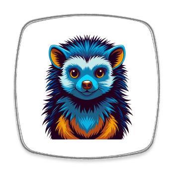 hérisson coloré Kawaii Dessin animé Personnage Clipart - Magnet carré - blanc - Devant