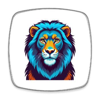 Lion asiatique coloré Kawaii dessin animé Personnage Animal de compagnie - Magnet carré - blanc - Devant