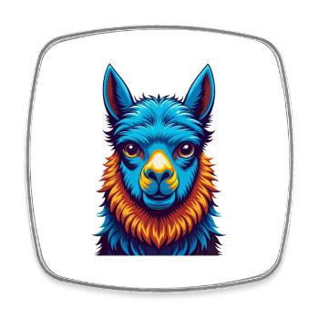 Alpaca Colorful Kawaii Cartoon Character Clipart - Square fridge magnet - white - Front