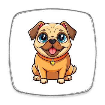 Pug Dog Cute Cartoon Character Kawaii Clipart - Square fridge magnet - white - Front