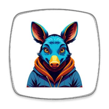Aardvark Colorful Kawaii Cartoon Character Clipart - Square fridge magnet - white - Front