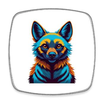 Aardwolf Bunte Kawaii Cartoon Figur Clipart - Viereckiger Kühlschrankmagnet - Weiß - Vorne