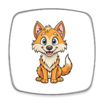 Wolf Cute Cartoon Character Kawaii Clipart - Square fridge magnet - white - Front