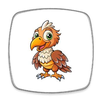 vautour mignon personnage de dessin animé Kawaii Clipart - Magnet carré - blanc - Devant