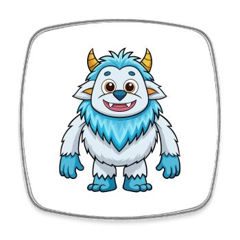 Yeti Niedliche Zeichentrickfigur Kawaii Clipart - Viereckiger Kühlschrankmagnet - Weiß - Vorne