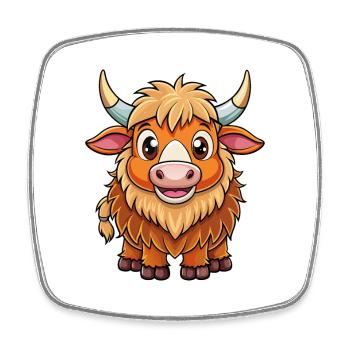 Yak Cute Cartoon Character Kawaii Clipart - Square fridge magnet - white - Front
