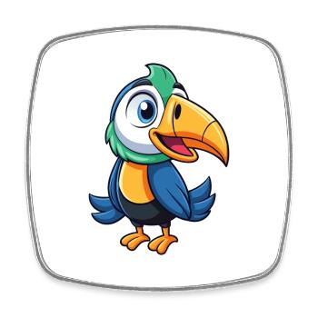 Toucan Cute Cartoon Character Kawaii Clipart - Square fridge magnet - white - Front