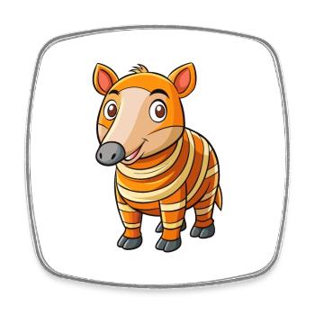 Tapir Niedliche Cartoon Figur Kawaii Clipart - Viereckiger Kühlschrankmagnet - Weiß - Vorne