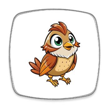Spatz Niedliche Zeichentrickfigur Kawaii Clipart - Viereckiger Kühlschrankmagnet - Weiß - Vorne