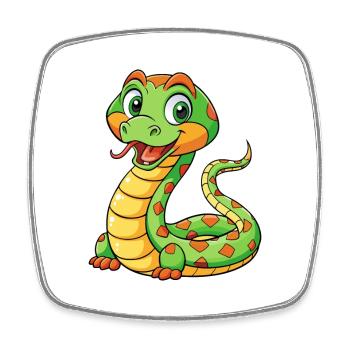 serpent mignon personnage de dessin animé Kawaii Clipart - Magnet carré - blanc - Devant