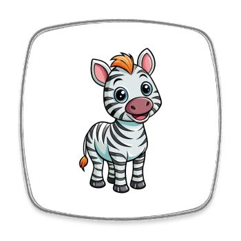 Zebra Cute Cartoon Character Kawaii Clipart - Square fridge magnet - white - Front