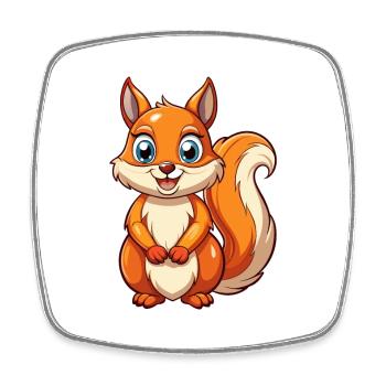 Squirrel Cute Cartoon Character Kawaii Clipart - Square fridge magnet - white - Front
