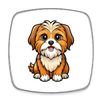 Shih Tzu Dog Cartoon Character Kawaii Clipart - Square fridge magnet - white - Front