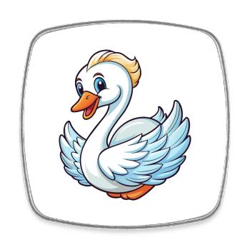 cygne mignon personnage de dessin animé Kawaii Clipart - Magnet carré - blanc - Devant