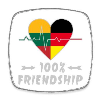 Lithuania and Germany 100% friendship - Square fridge magnet - white - Front