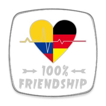 Kolumbien und Deutschland 100% Freundschaft - Viereckiger Kühlschrankmagnet - Weiß - Vorne