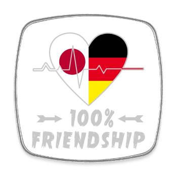 Japan und Deutschland 100% Freundschaft - Viereckiger Kühlschrankmagnet - Weiß - Vorne