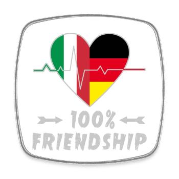 Italy and Germany 100% friendship - Square fridge magnet - white - Front