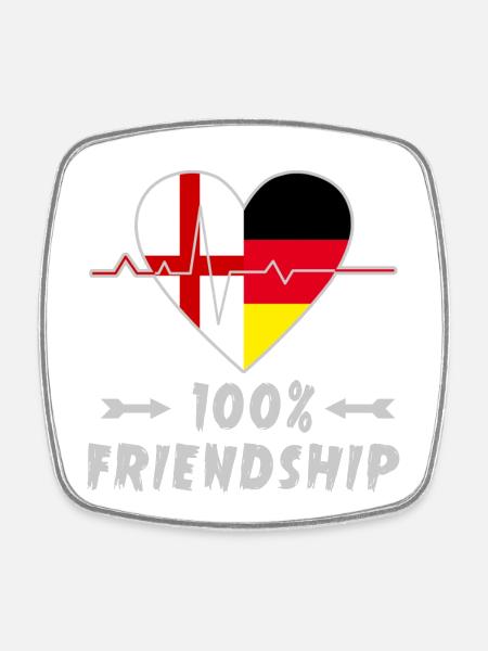 England und Deutschland 100% Freundschaft - Viereckiger Kühlschrankmagnet - Weiß