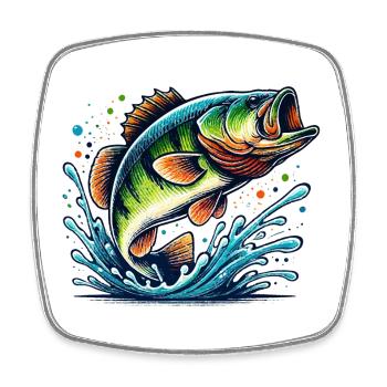Big Bass - Viereckiger Kühlschrankmagnet - Weiß - Vorne
