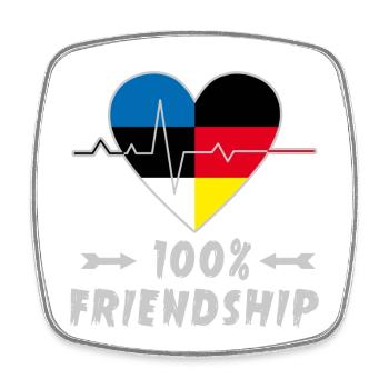 Estonia and Germany 100% friendship - Square fridge magnet - white - Front