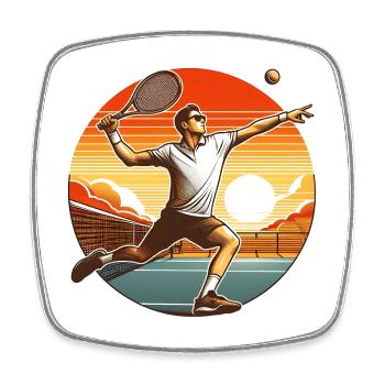 Tennisschaukel bei Sonnenuntergang - Viereckiger Kühlschrankmagnet - Weiß - Vorne