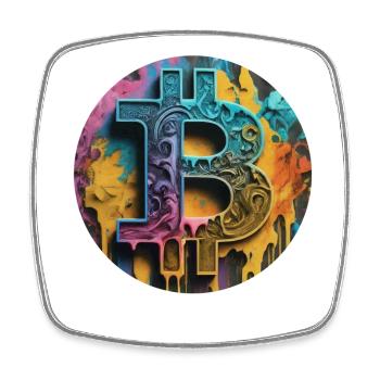 Bitcoin-Graffiti: Bunt und Rebellisch - Viereckiger Kühlschrankmagnet - Weiß - Vorne