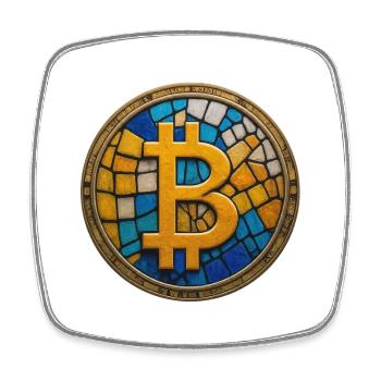 Mosaïque Bitcoin - Magnet carré - blanc - Devant